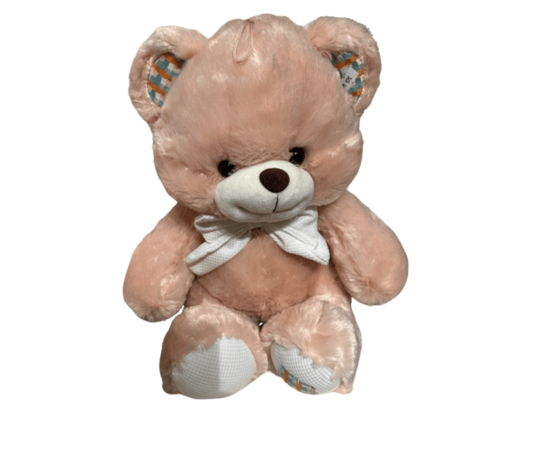 Bamse med hvit og brun sløyfe